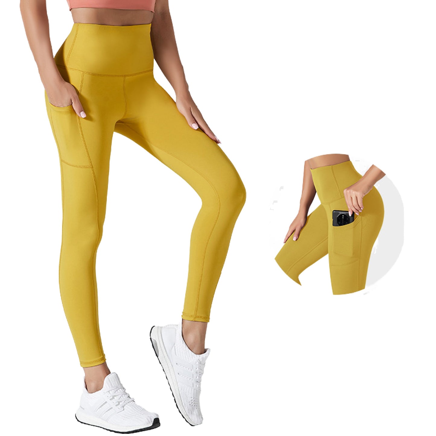 Yüksek Bel Spor/Yoga Taytı – Yan Cepli, Scrunch Push Up