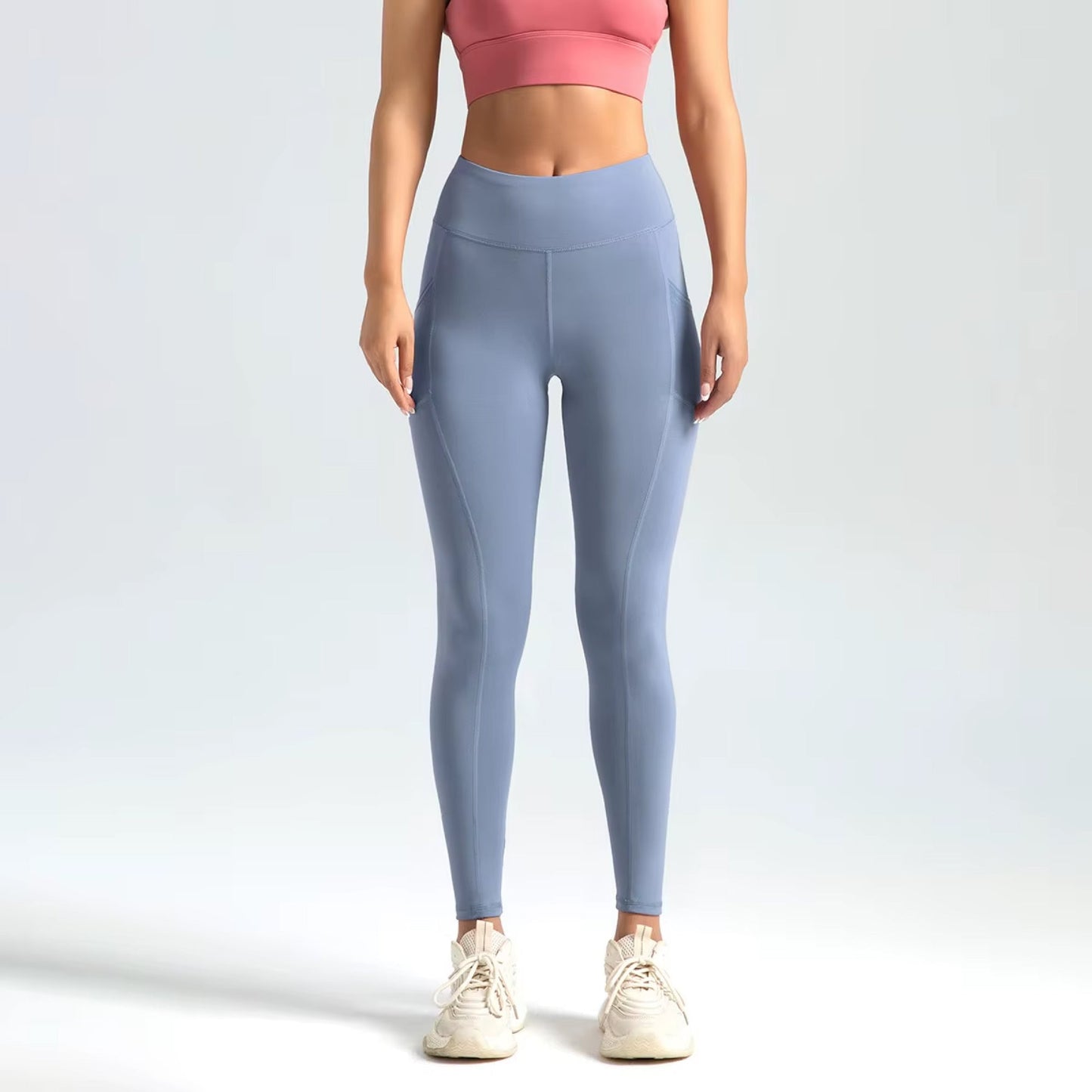 Yüksek Bel Cepli Spor Yoga Taytı – Dikişsiz, Push Up Etkili