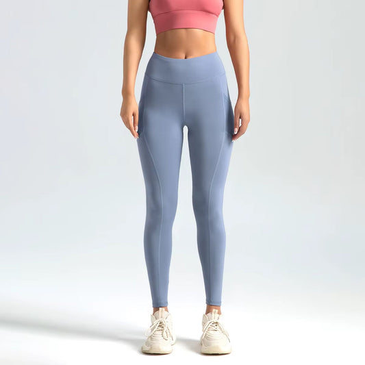 Yüksek Bel Cepli Spor Yoga Taytı – Dikişsiz, Push Up Etkili