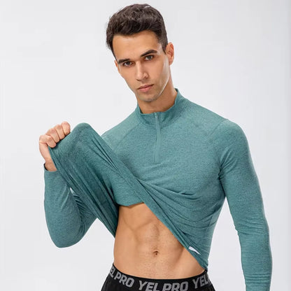 Erkek Uzun Kollu Yüksek Yaka  Nefes Alan Kumaş Antrenman Üstü