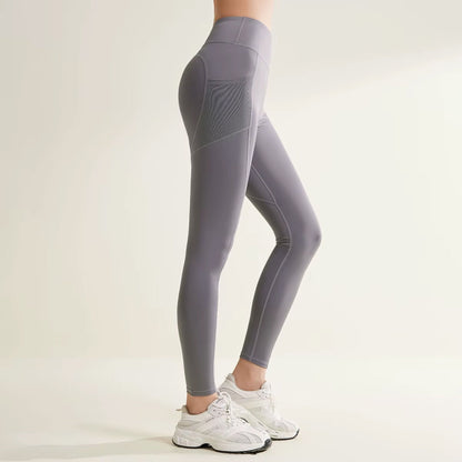 Yüksek Bel Cepli Spor Yoga Taytı – Dikişsiz, Push Up Etkili