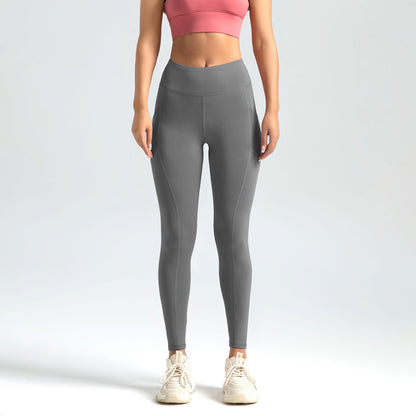 Yüksek Bel Cepli Spor Yoga Taytı – Dikişsiz, Push Up Etkili