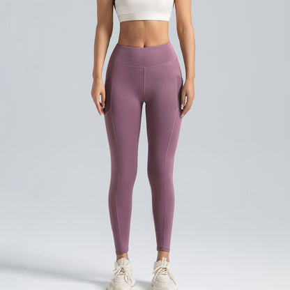 Yüksek Bel Cepli Spor Yoga Taytı – Dikişsiz, Push Up Etkili