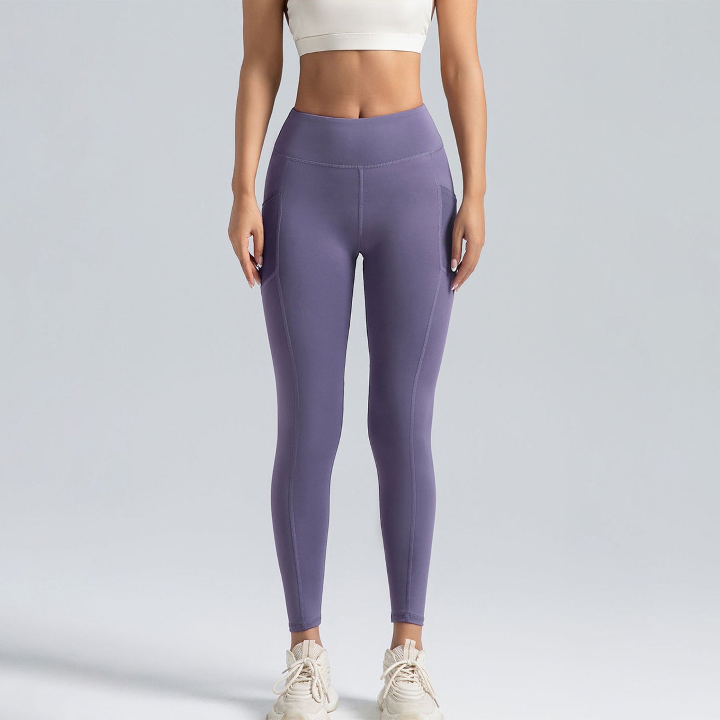 Yüksek Bel Cepli Spor Yoga Taytı – Dikişsiz, Push Up Etkili