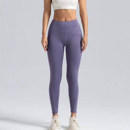 Yüksek Bel Cepli Spor Yoga Taytı – Dikişsiz, Push Up Etkili