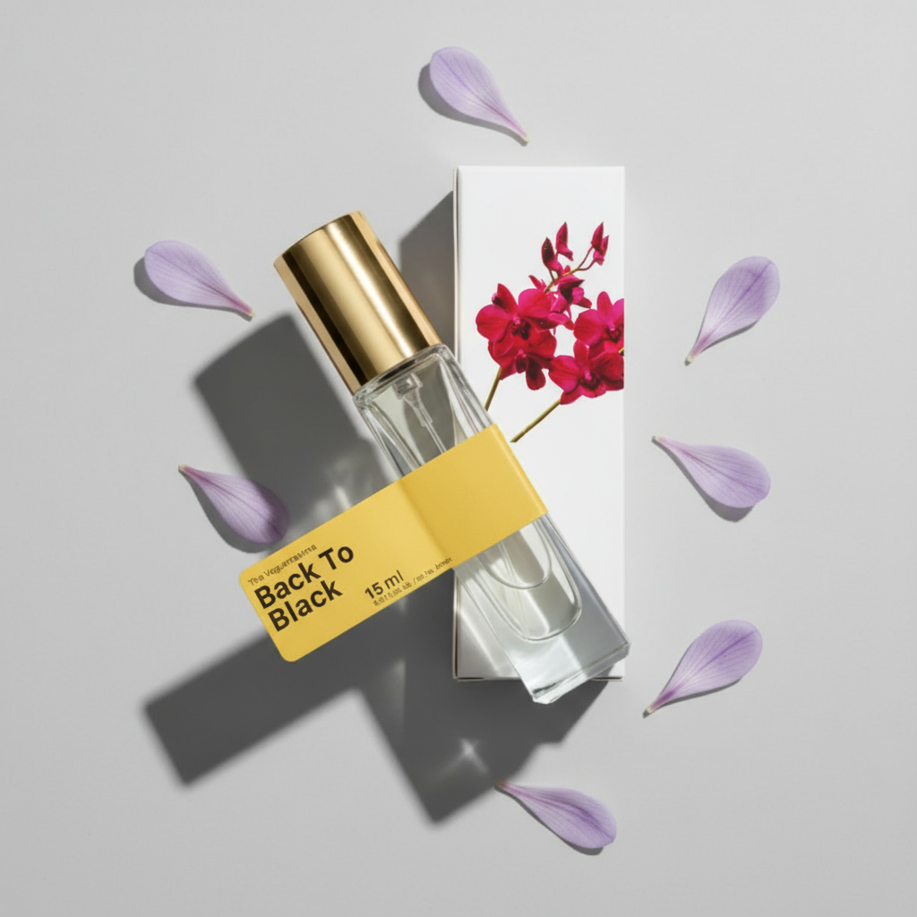 Back to Black - Flat Lay with Orchid Petals